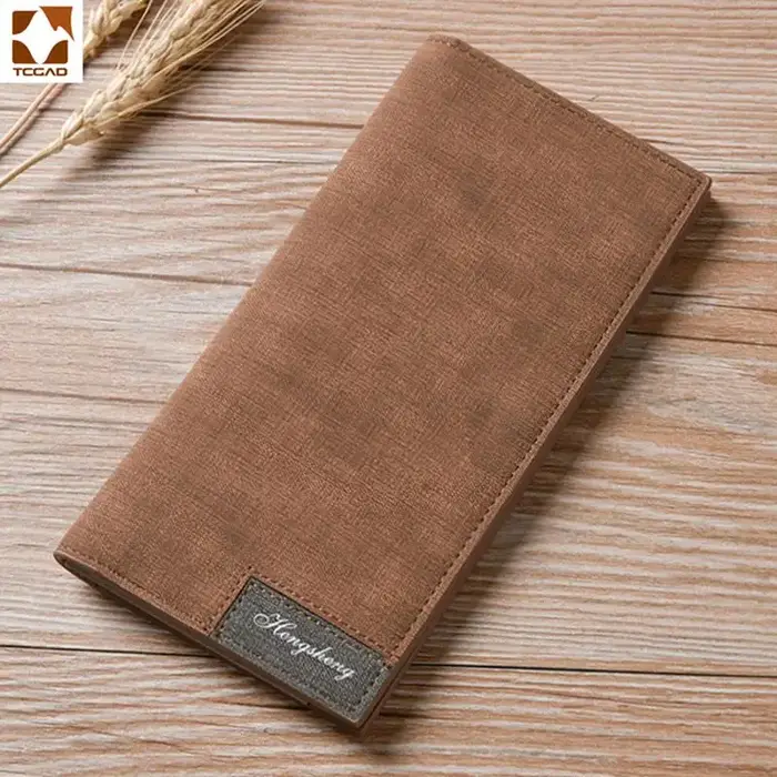 Portefeuille long pour homme en cuir PU de haute qualité