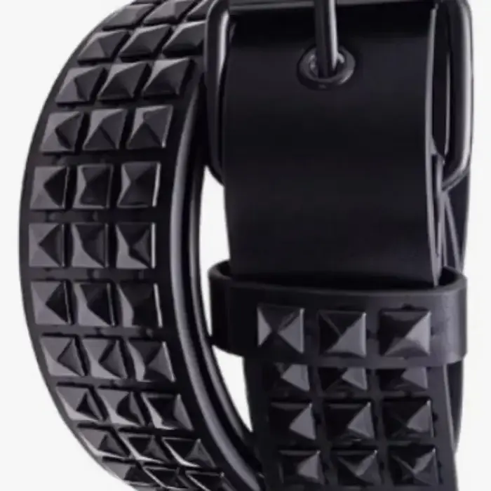 Ceinture à rivets en perles carrées, ceinture pyramide en métal, ceinture en denim à matériel punk pour hommes et femmes, ceinture Y2K