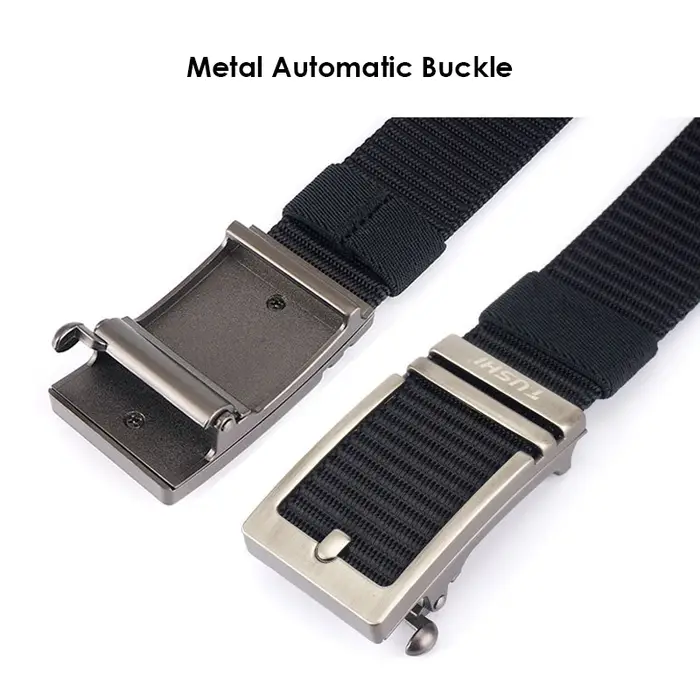 KOLBER Ceinture Décontractée Épaisse Pour Hommes Métal Boucle Automatique Souple Véritable Nylon