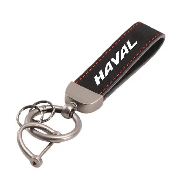 Porte-clés de voiture en suède avec boucle fer à cheval, cordon de fixation, cadeau pour Haval H1 H2