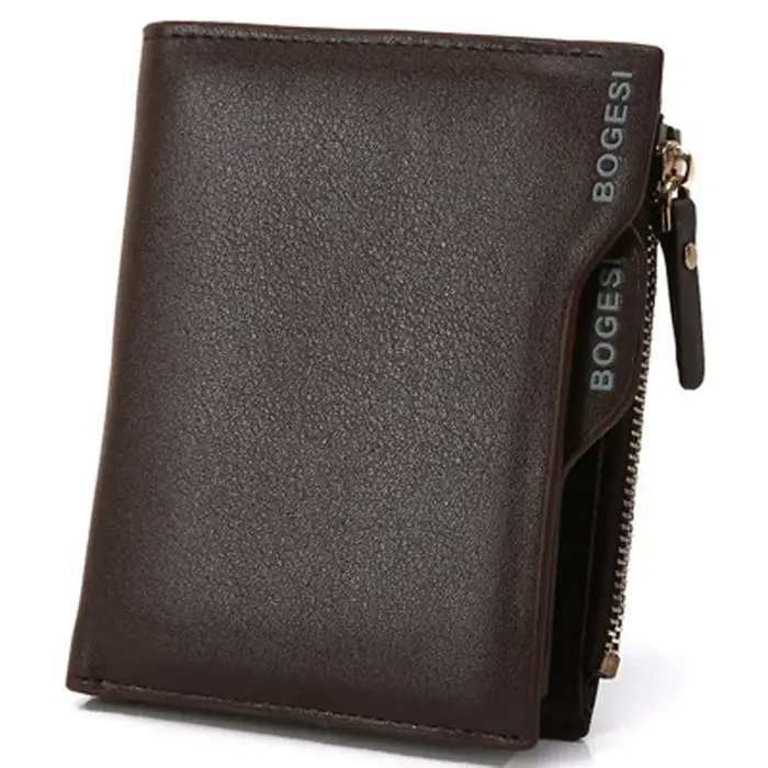 Portefeuille en cuir avec fermeture éclair pour homme