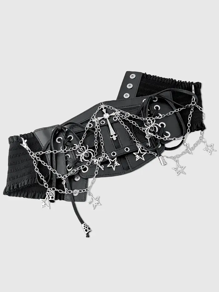 HERSHINE – ceinture large élastique à chaîne croisée pour femmes, gothique Y2K, Punk, Harajuku, Rock, accessoires Hip Hop, printemps, été