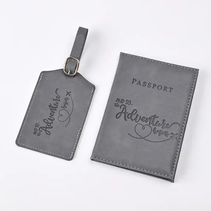Porte-passeport en cuir PU violet, clip de billet, couvertures de passeport, ensemble d'étiquette de