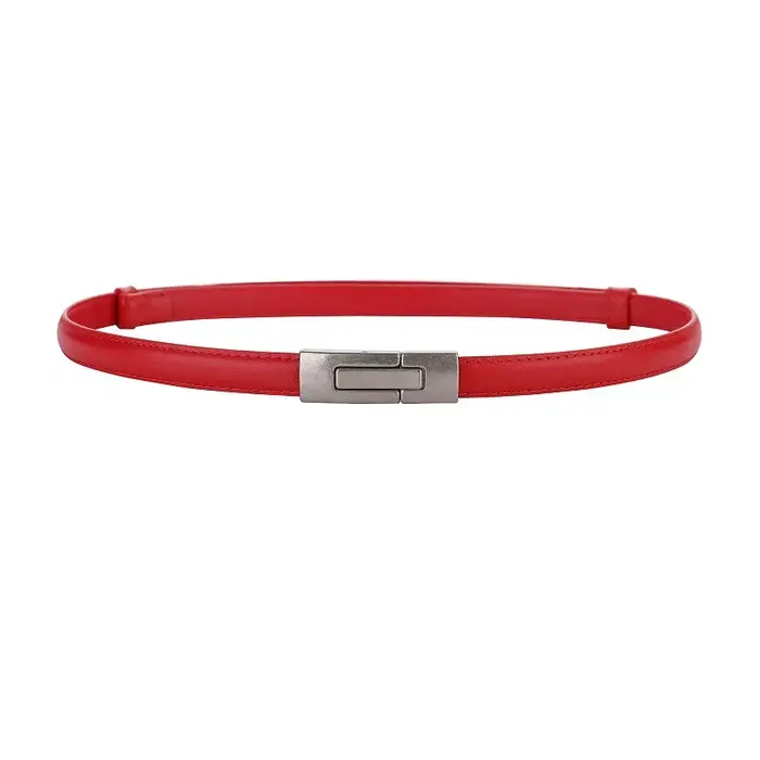 Ceinture fine en cuir véritable verni pour femmes