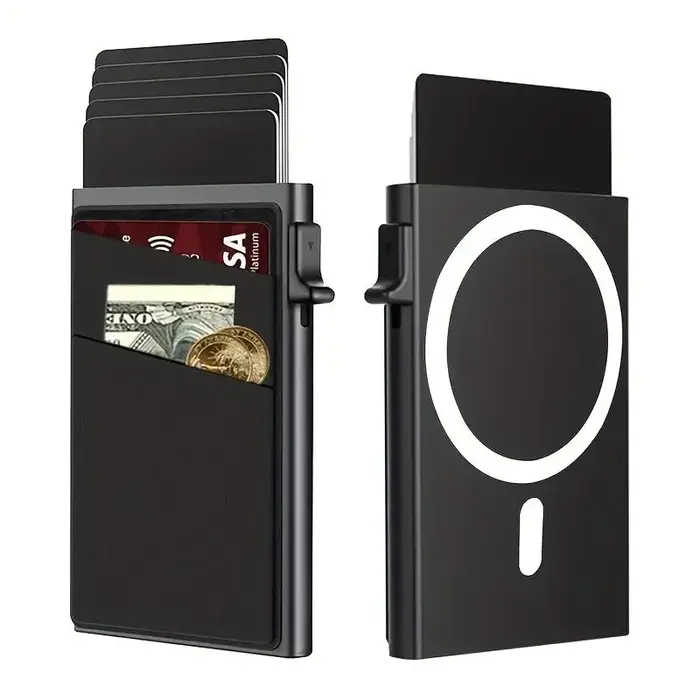 Porte-carte avec impression pour homme, porte-carte bloquant RFID, porte-carte pop-up automatique mi