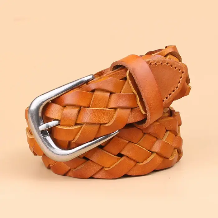 Ceinture de tissage en cuir véritable pour femmes