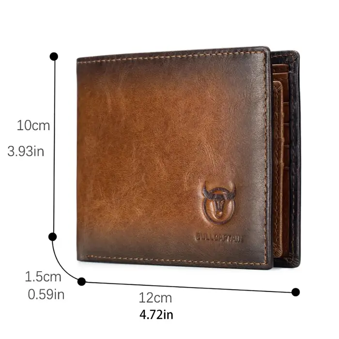 Portefeuille en cuir véritable pour hommes rétro couleurs contrastées RFID blocage mince à deux volets poche avant