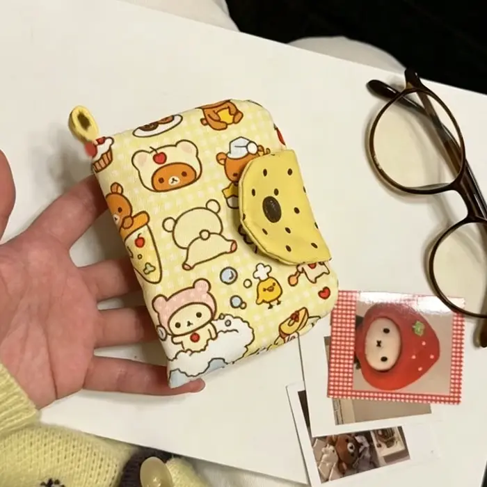 Porte-monnaie Ours Rétro Tendance Style Ins pour Étudiants avec Option Porte-clés