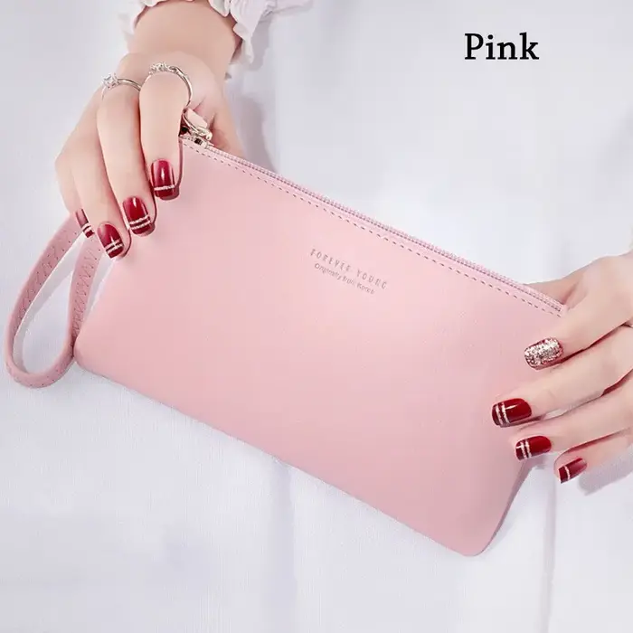 Sac d'argent à la mode, Long sac à main à fermeture éclair, portefeuille, pochettes pour pièces de m
