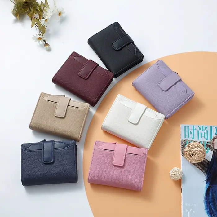 Portefeuille court pliant en cuir PU pour femmes