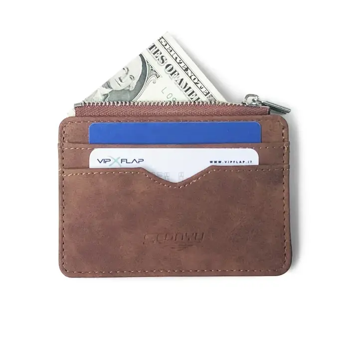 Portefeuille court en cuir mat pour hommes