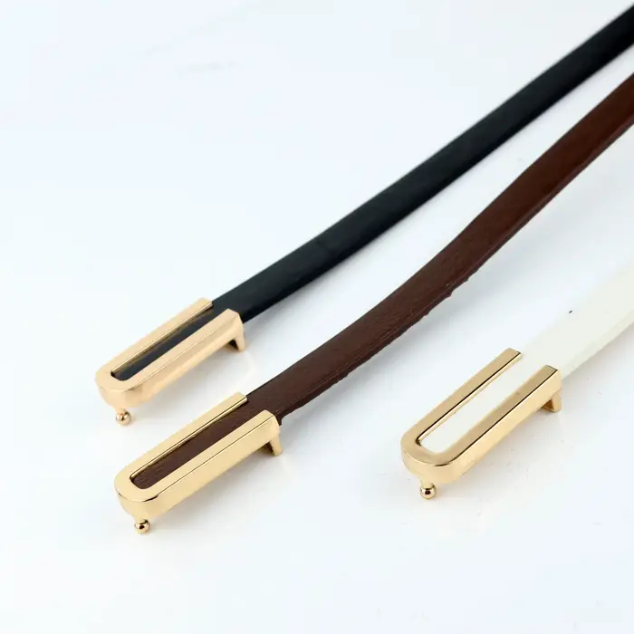 Ceinture fine en cuir noir pour femmes