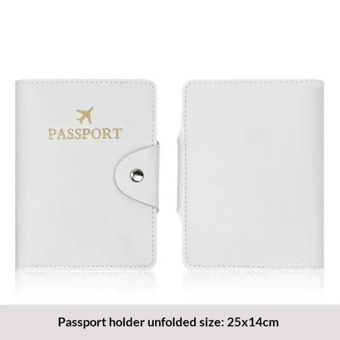 Housse de passeport en cuir PU avec fermeture à pression