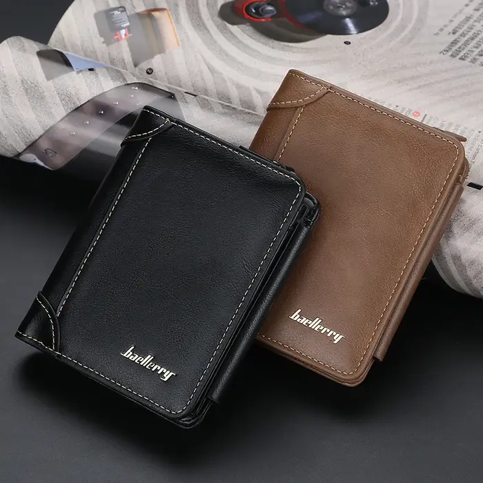 Nouveaux portefeuilles en cuir PU pour hommes de haute qualité fermeture éclair court design porte-carte homme sac à