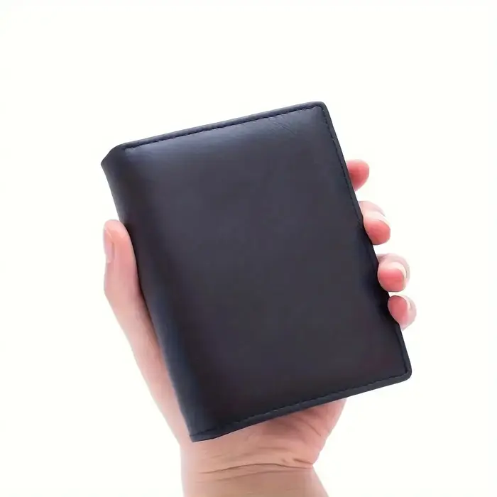 Portefeuille pour hommes en cuir véritable à fente multi-cartes, design compact minimaliste, portefeuille léger et portable, simple et pratique