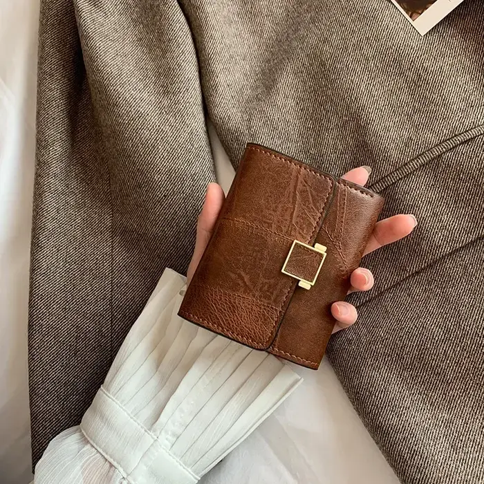 Femmes portefeuille Vintage court en cuir petit sac à main Mini femme mode multi-carte porte-carte porte-monnaie multi-fonctionnel pochette