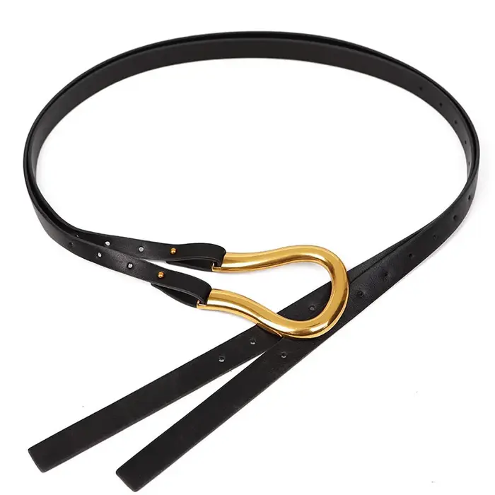 Mode femme ceinture de haute qualité décontracté léger fer à cheval boucle grand en forme de U luxe personnalité courbe