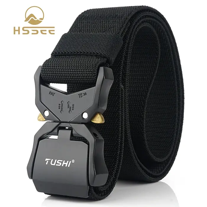 HSSEE nouvelle ceinture élastique officielle en métal dur véritable boucle à dégagement rapide ceinture tactique pour hommes accessoires pour hommes livraison directe