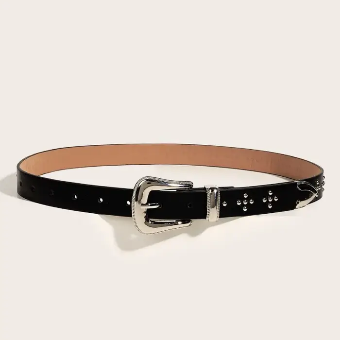 Ceinture de style rétro européen et américain avec boucle en métal embossée