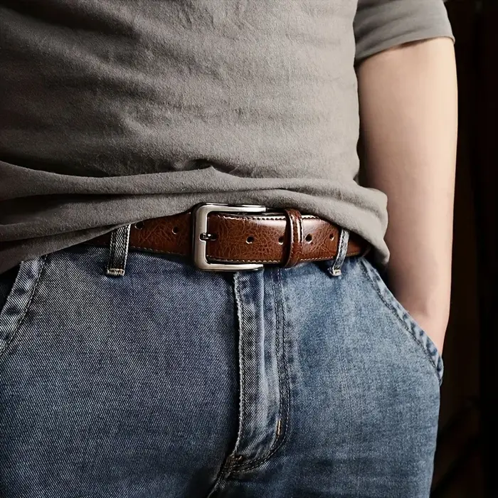 Ceinture de luxe pour homme en cuir PU avec boucle ardillon métallique