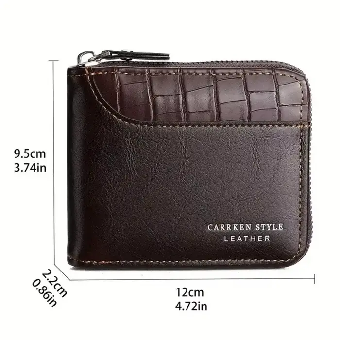 Nouveau portefeuille en cuir PU pour hommes fermeture éclair luxe