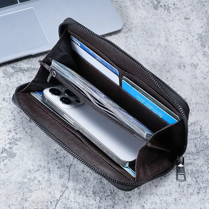 Nouveau portefeuille Long en toile pour hommes-pochette à fermeture éclair de grande capacité