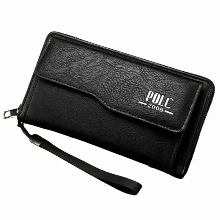 Portefeuille long en cuir pour homme, grande capacité, imperméable, sac à main rétro multi-compartim