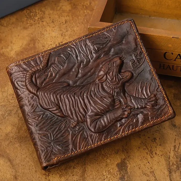 Portefeuille vintage en cuir véritable pour hommes