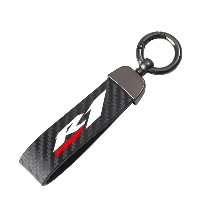 Porte-clés en corde de cuir et fibre de carbone pour moto