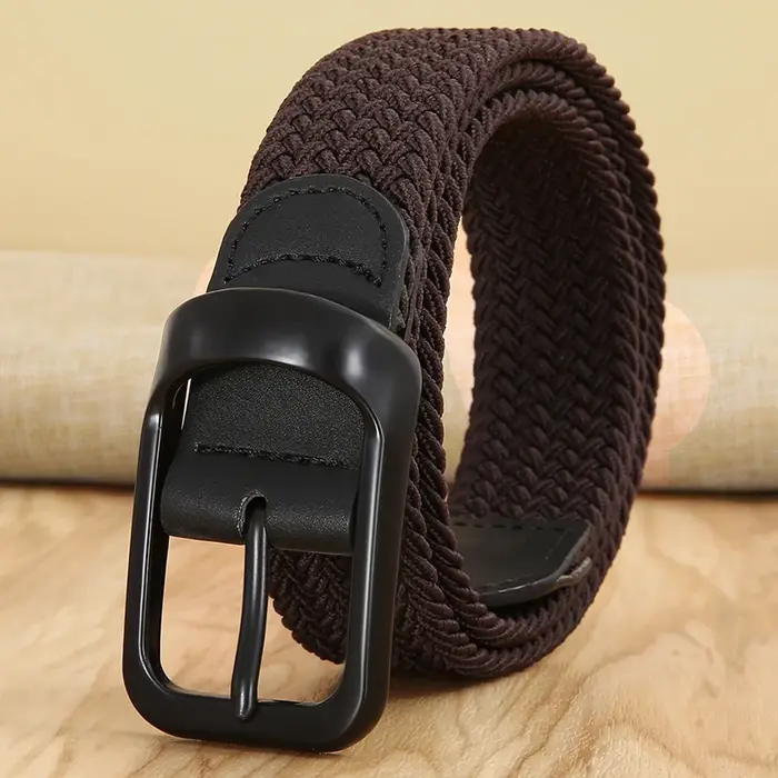 Ceinture tissée élastique en toile extensible pour hommes et femmes, sans trous, sans poinçon, pour 