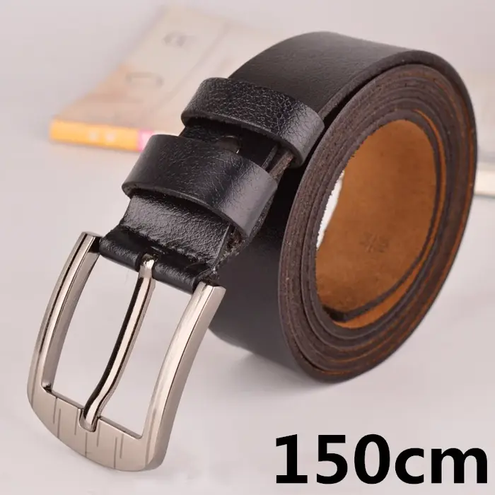 135 cm-160 cm de Long hommes en cuir véritable grande taille ceinture classique décontracté concepteur broche bouton