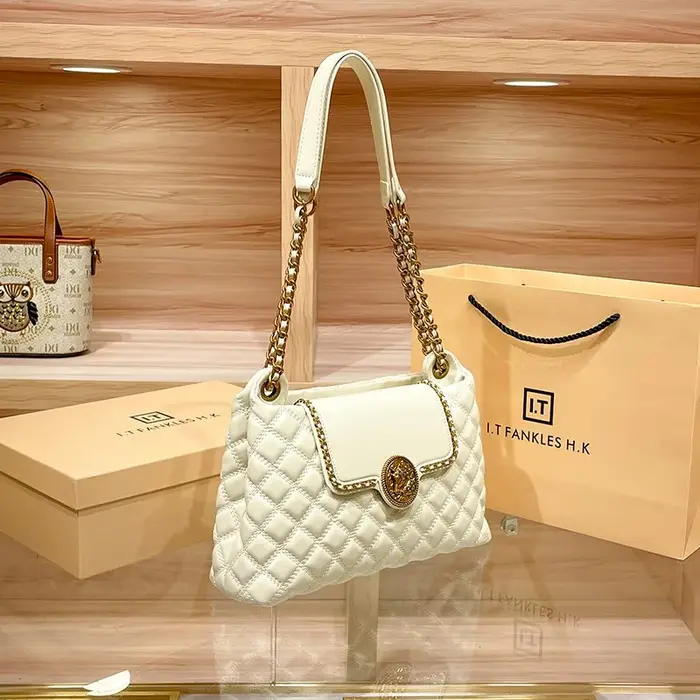 Sac à chaîne en cuir véritable pour femme