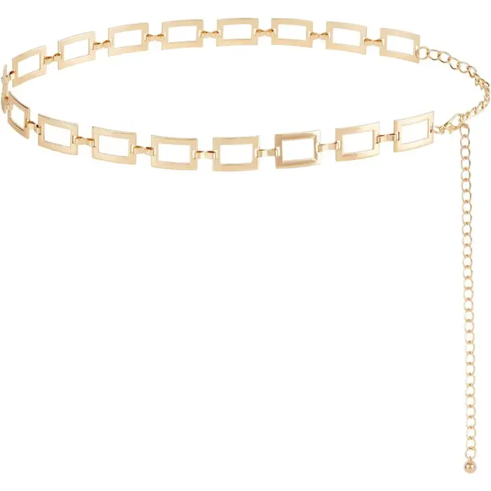 Ceinture à chaîne carrée pour femmes, chaîne de taille en métal, ceintures à chaîne à la mode pour robe or et argent