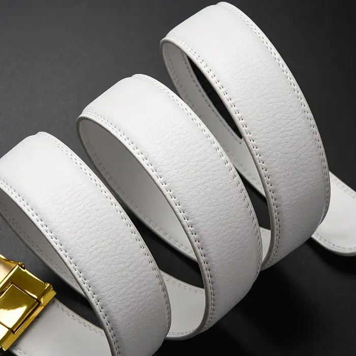 Ceinture en cuir de vachette automatique pour homme, ceinture double face, cuir véritable, chic, déc