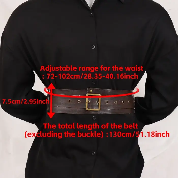 Ceinture large pour femme en cuir PU gothique