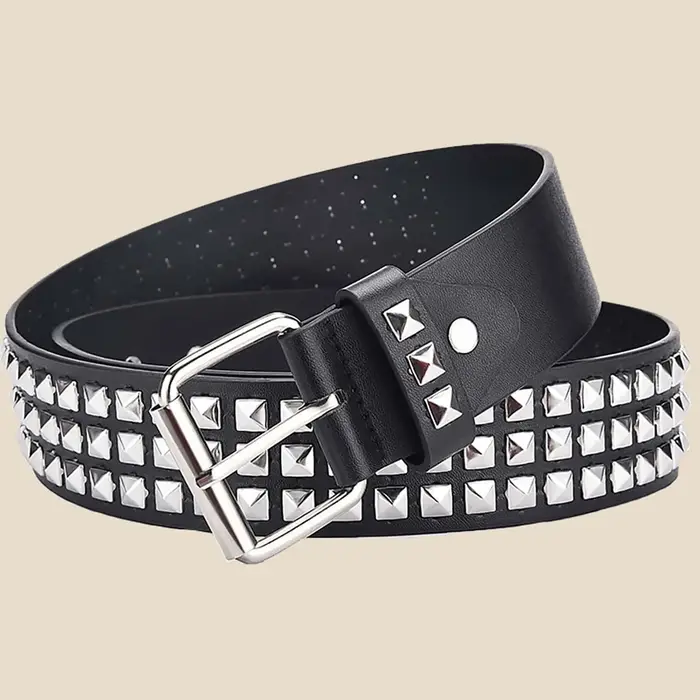 Mode nouvelle perle carrée Rivet ceinture métal pyramide