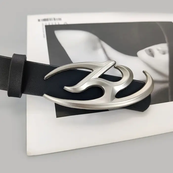 Ceinture en cuir PU noir pour femme