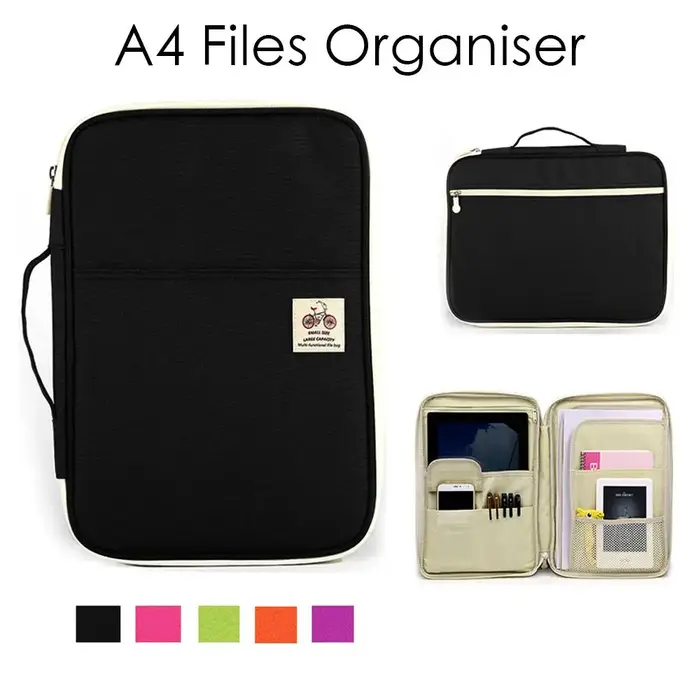 Portefeuille de voyage portable avec dossier de conférence, dossier multifonction zippé, sac à documents GT, A4