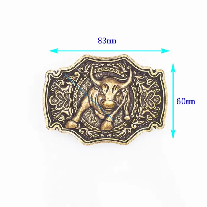 Boucle de ceinture en métal plaqué laiton pour homme, accessoire de maroquinerie, style Cowboy occidental, Cowboy, Animal lourd, taureau, Rodeo, 40mm