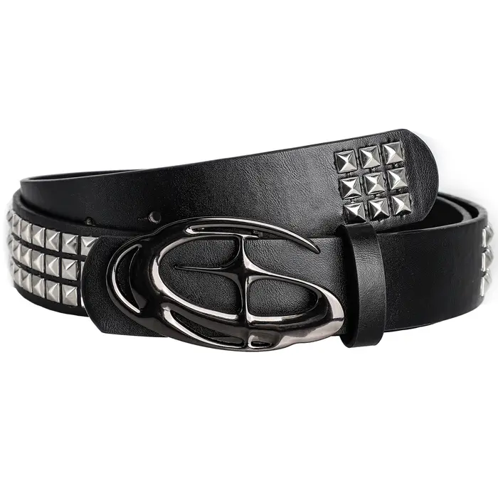 Ceintures élégantes à boucle irrégulière creuse, accessoire à rivets tendance pour cadeaux ou Style 