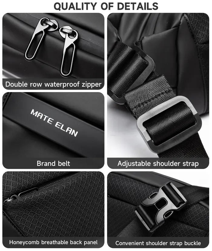 MATE ELAN solide imperméable hommes bandoulière sac à bandoulière quotidien voyage sport Fanny Pack 
