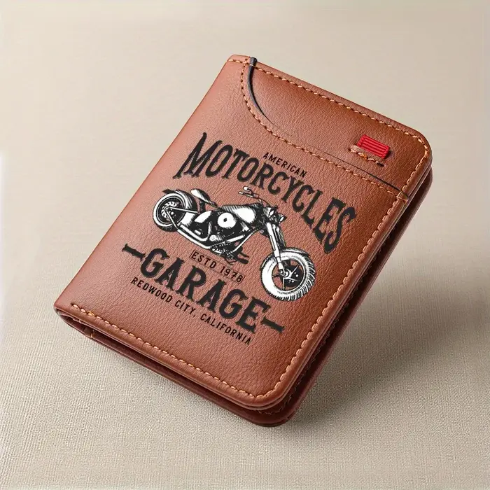 1 portefeuille de motard en cuir rétro pour hommes
