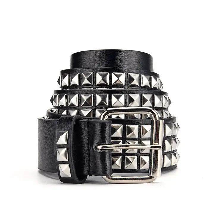 Ceinture Punk Noire en Cuir PU Cloutée pour Homme