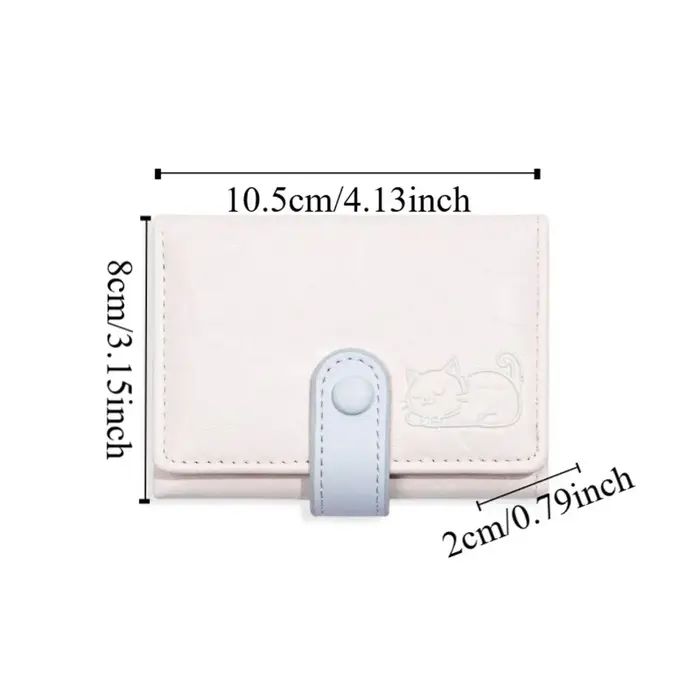 Porte-monnaie portable imprimé chat en cuir PU