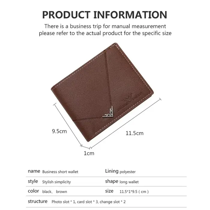 Portefeuille en cuir mince pour hommes