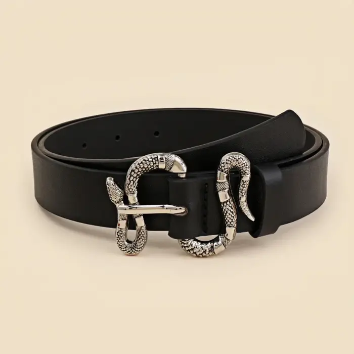 Ceinture en PU à boucle serpent rétro