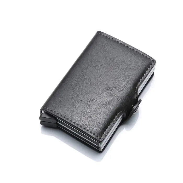 Anti Rfid fibre de carbone porte-carte de crédit hommes 14 porte-carte bancaire portefeuille en méta