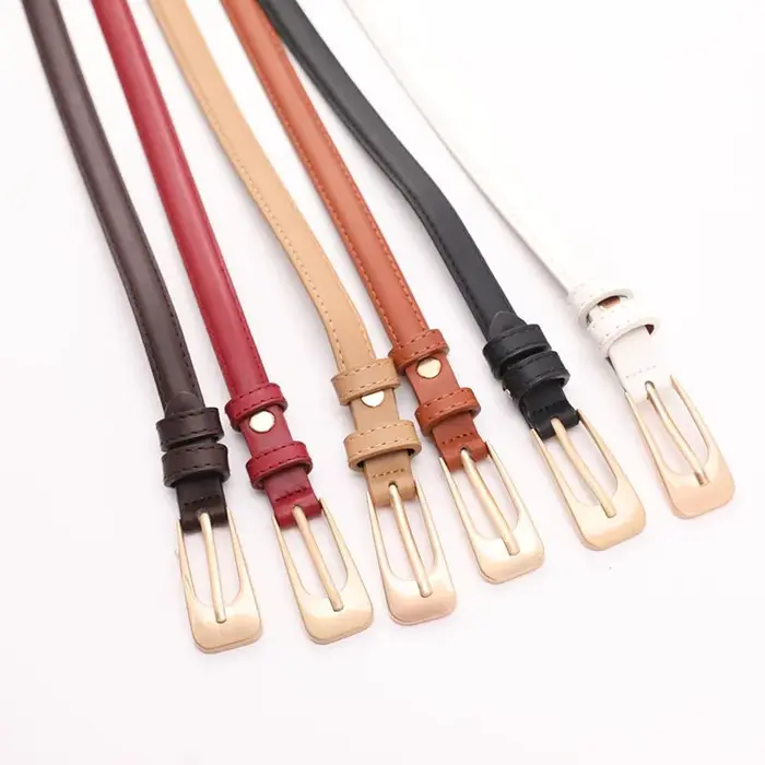 Ceinture fine polyvalente pour femme en cuir PU de haute qualité, idéale pour les jeans décontractés, ceinture fine vintage pour femme