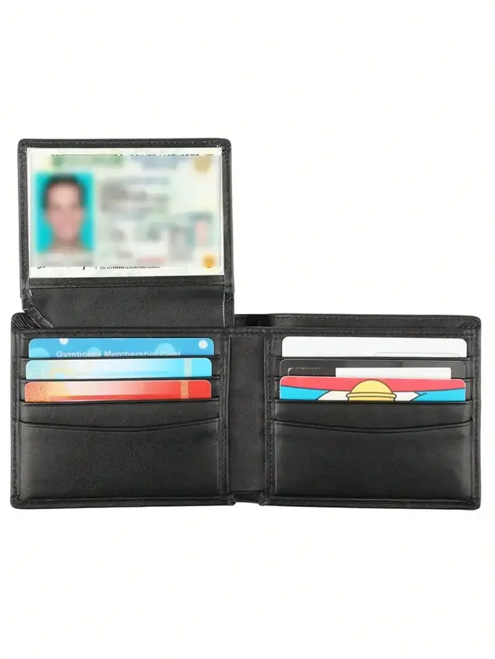 Portefeuille élégant à deux volets en cuir de vache pour hommes - Blocage RFID et 2 fenêtres d'ident