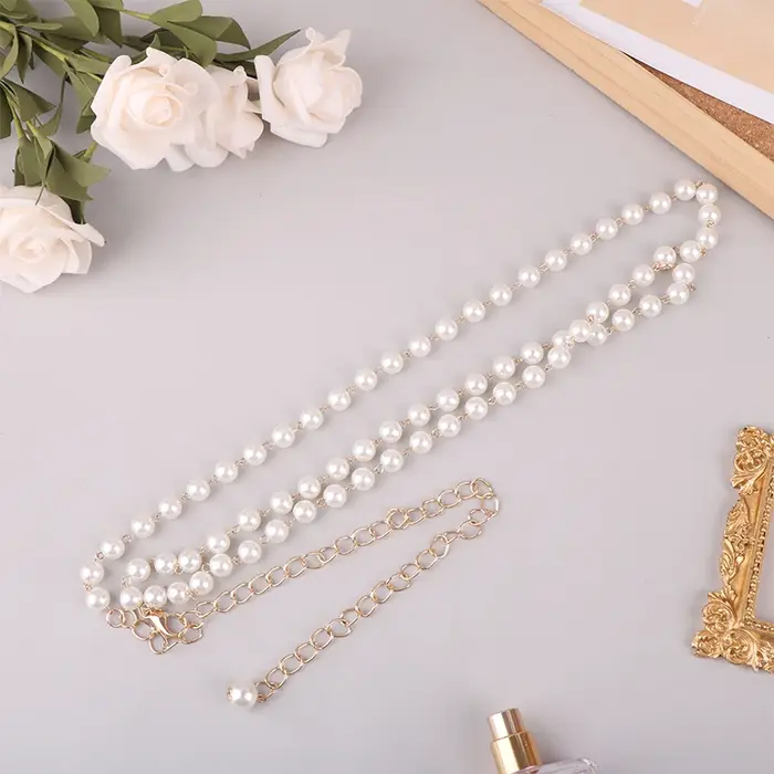 Ceinture de perles élégante pour femmes, chaîne de taille, boucle élastique, chaîne de perles, acces